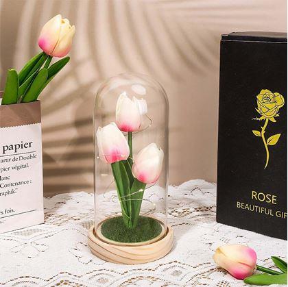 Obrázek z Svítící tulipány ve skleněné kopuli