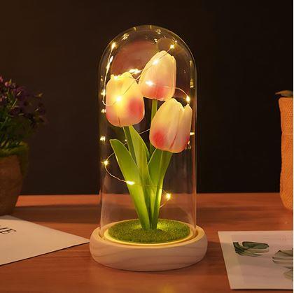 Obrázek z Svítící tulipány ve skleněné kopuli