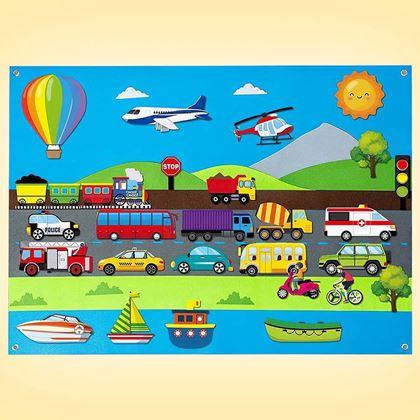 Obrázek z Plstěná výuková deska pro děti  - dopravní prostředky