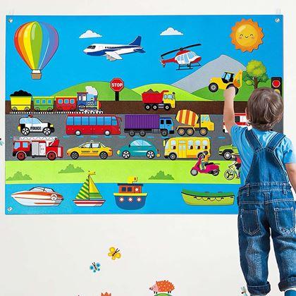 Obrázek z Plstěná výuková deska pro děti  - dopravní prostředky