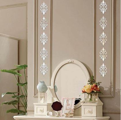 Obrázek z Zrcadlové samolepky ornamenty 10 ks - stříbrné