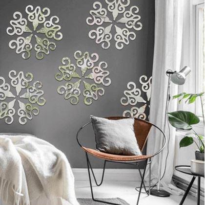 Obrázek z Zrcadlové samolepky ornamenty 10 ks - stříbrné