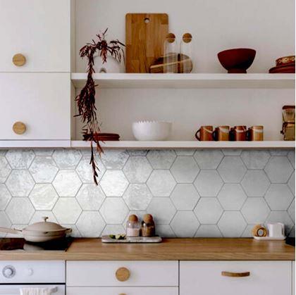 Obrázek z 10 ks samolepicích panelů hexagon - šedá mozaika