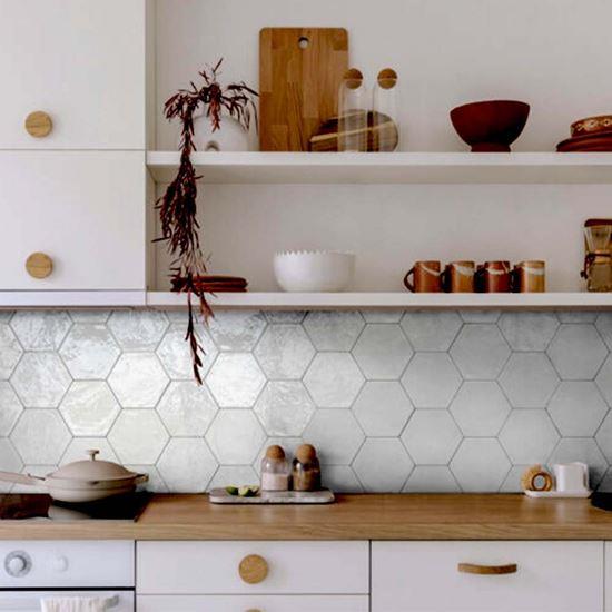 Obrázek z 10 ks samolepicích panelů hexagon - šedá mozaika