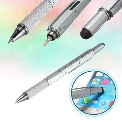 Obrázek z Víceúčelové pero 6v1: propiska, stylus, pravítko, vodováha, 2x šroubovák