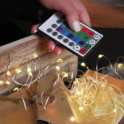 Obrázek z Světelný řetěz s dálkovým ovladačem, barevné/teplé/studené světlo, 5 m