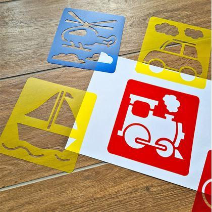 Obrázek z Šablony na malování 6 ks - dopravní prostředky