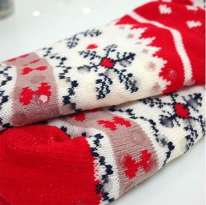 Obrázek z Vánoční hřejivé ponožky s kožíškem - sněhové vločky