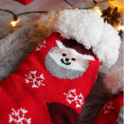 Obrázek z Vánoční hřejivé ponožky s kožíškem - Santa a vločky