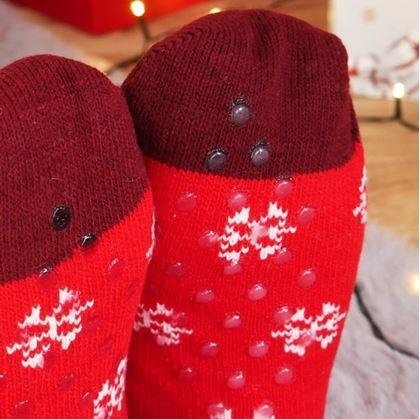 Obrázek z Vánoční hřejivé ponožky s kožíškem - Santa a vločky