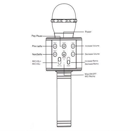 Obrázek z Bezdrátový karaoke mikrofon s reproduktorem a Bluetooth stříbrný