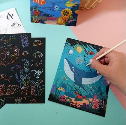 Obrázek z Stírací obrázky pro děti 9 ks - podmořský svět