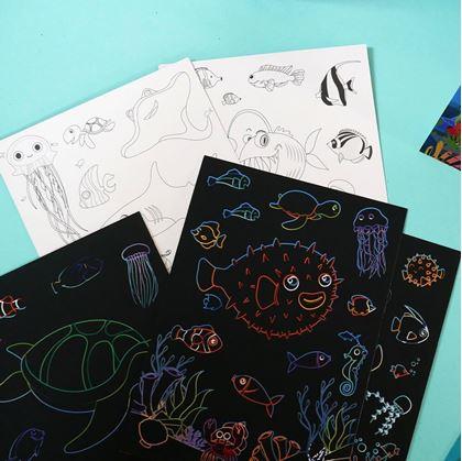 Obrázek z Stírací obrázky pro děti 9 ks - podmořský svět