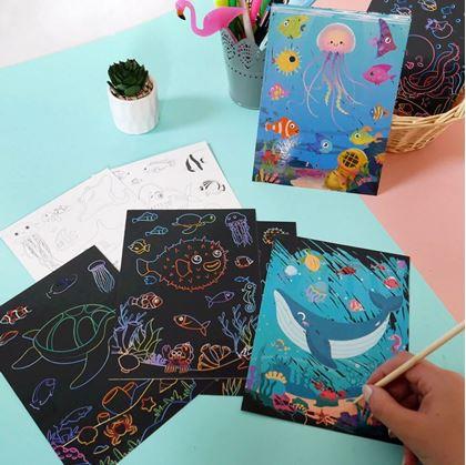 Obrázek z Stírací obrázky pro děti 9 ks - podmořský svět