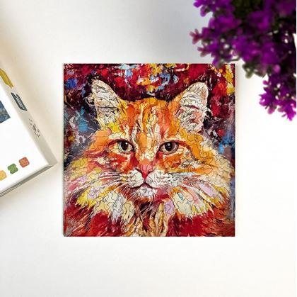 Obrázek z Dřevěné kočičí puzzle - zrzavá kočka
