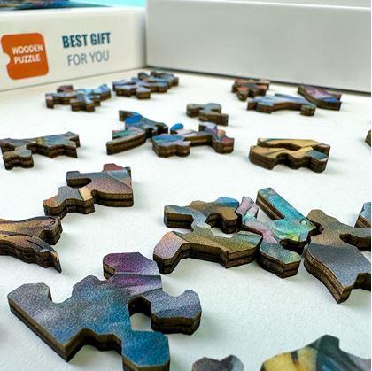 Obrázek z Dřevěné kočičí puzzle - zrzavá kočka