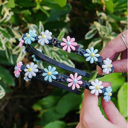 Obrázek z Dětská čelenka se sponkami - kytičky