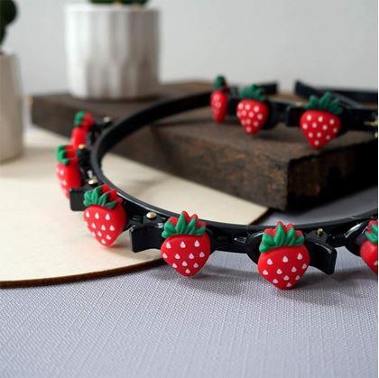 Obrázek z Dětská čelenka se sponkami - jahůdky