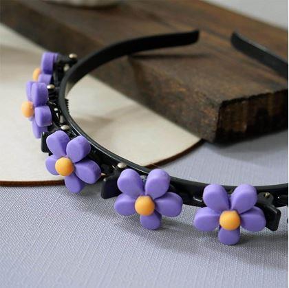 Obrázek z Dětská čelenka se sponkami - pomněnka