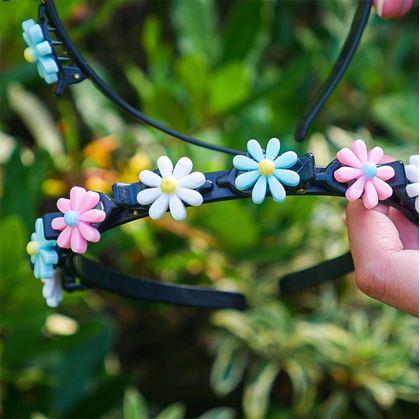 Obrázek z Dětská čelenka se sponkami - kytičky