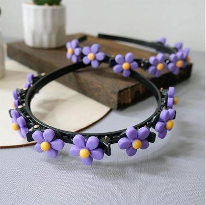 Obrázek z Dětská čelenka se sponkami - pomněnka