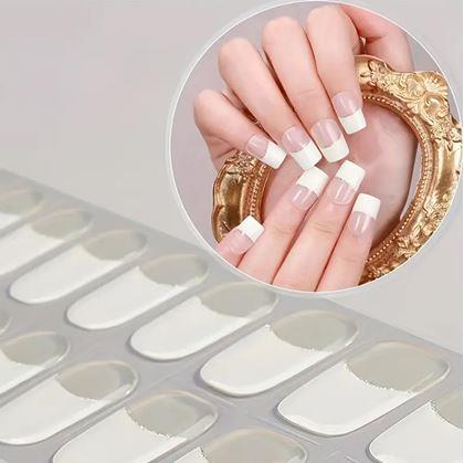 Obrázek z Elegantní samolepky na nehty - francouzská manikúra - bílá 