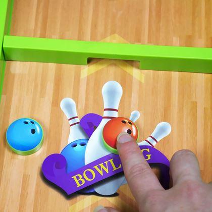 Obrázek z Sada sportovních stolních her 6v1 - fotbal, basketbal, curling, závody, kuželky, bowling