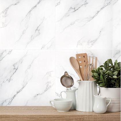 Obrázek z PVC samolepicí podlahové čtverce 30x30 cm - bílý mramor