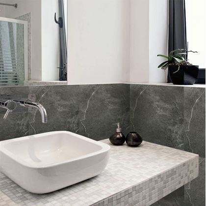 Obrázek z PVC samolepicí podlahové čtverce 30x30 cm - šedý mramor