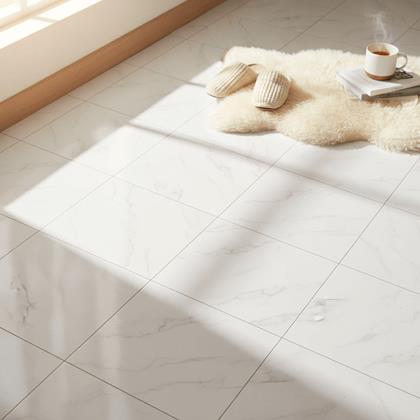 Obrázek z PVC samolepicí podlahové čtverce 30x30 cm - bílý mramor