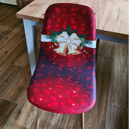 Obrázek z Potah na židli s vánočním motivem - červená vánoční elegance