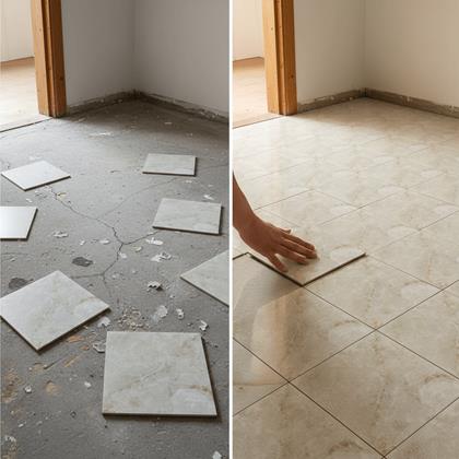 Obrázek z PVC samolepicí podlahové čtverce 30x30 cm - krémový mramor