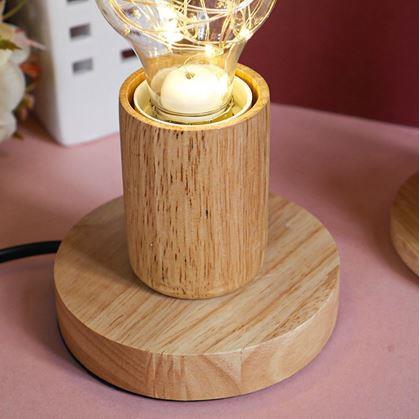 Obrázek z Dřevěná stolní lampa se žárovkou - neutrální světlo
