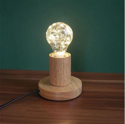 Obrázek z Dřevěná stolní lampa se žárovkou - neutrální světlo