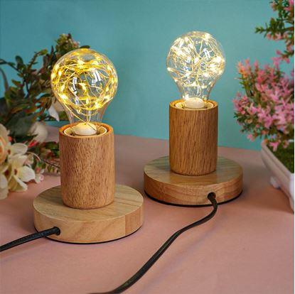 Obrázek Dřevěná stolní lampa se žárovkou