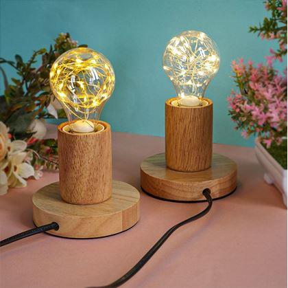 Obrázek z Dřevěná stolní lampa se žárovkou - neutrální světlo