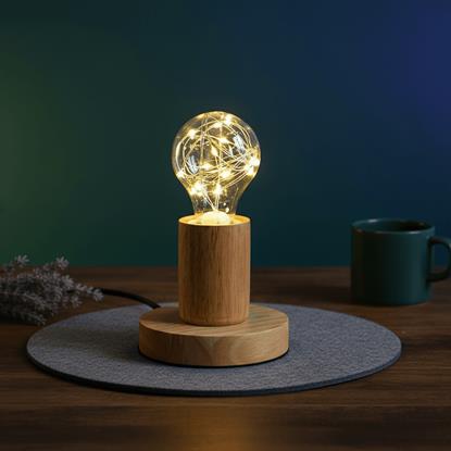 Obrázek Dřevěná stolní lampa se žárovkou