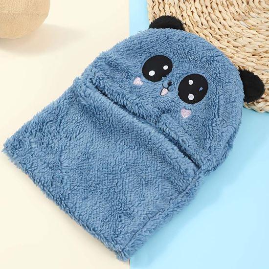 Obrázek z Čepice s nákrčníkem medvídek s ušima - modrá