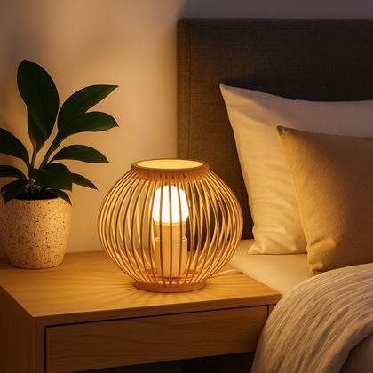 Obrázek z Bambusová stolní lampa s LED žárovkou