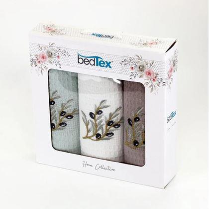 Obrázek z Dárková sada vaflových utěrek 3 ks - olivy