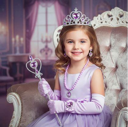 Obrázek z Sada doplňků pro princeznu 6 ks - fialová