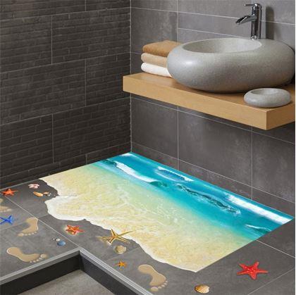 Obrázek z 3D samolepky na podlahu - pláž