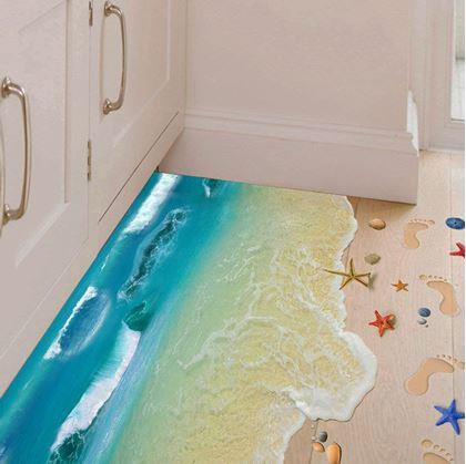 Obrázek z 3D samolepky na podlahu - pláž