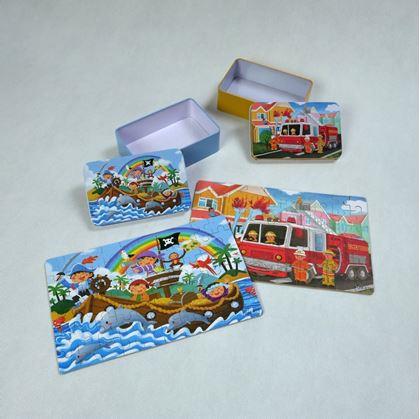 Obrázek z Dětské puzzle v plechové krabičce - hasiči