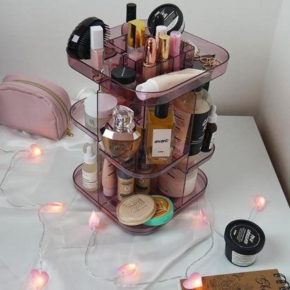 Obrázek z Velký otočný organizér na kosmetiku - růžový