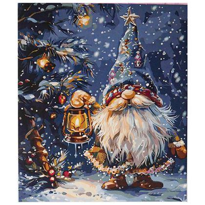 Obrázek z Malování podle čísel, vypnuté plátno na rám - vánoční skřítek