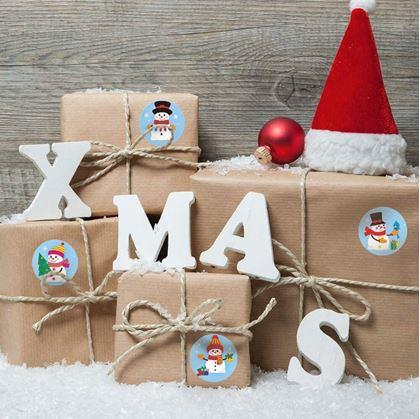 Obrázek z Vánoční samolepky 500 ks  - veselí sněhuláci