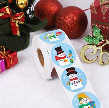Obrázek z Vánoční samolepky 500 ks  - veselí sněhuláci