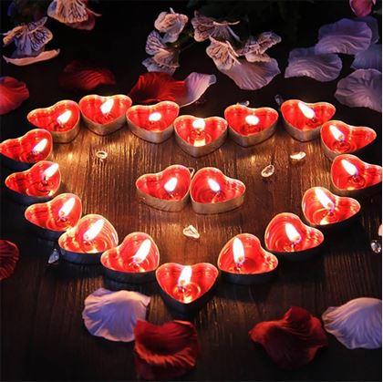 Obrázek z Svíčka srdce 50 ks - červená