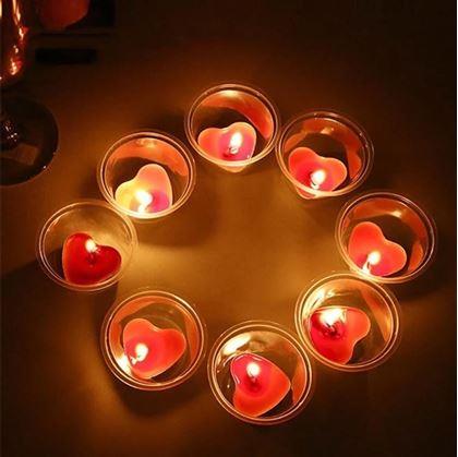 Obrázek z Svíčka srdce 50 ks - červená